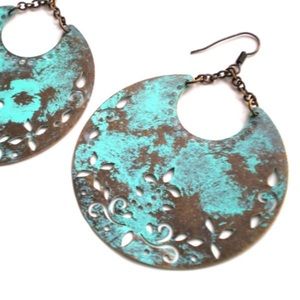 Hand Painted Crescent Moon Bohemian Earrings